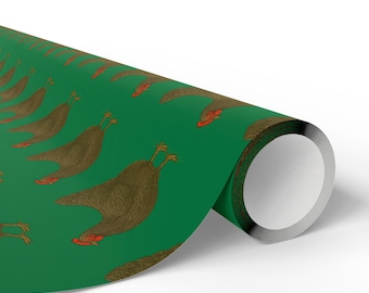 Chicken Christmas Wrapping Papers, Holiday Gift Wrap for Farmhouse Lovers, Festive Barnyard Chickens and Roosters, Santa Hats and Scarves,