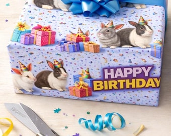 Show Rabbit Happy Birthday Wrapping Paper | Rabbit Show Birthday Wrap