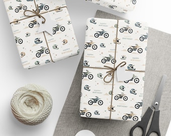 Dirt Bike Birthday Wrapping Paper | Motocross Gift Wrap for Boys | Dirt Bike Party Paper
