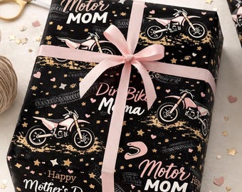Motor Mom Gift Wrap  Dirt Bike Mama Wrapping Paper  Happy Mothers Day Wrapping Paper Motocross Mom Gift Unique Mom Gift Wrap