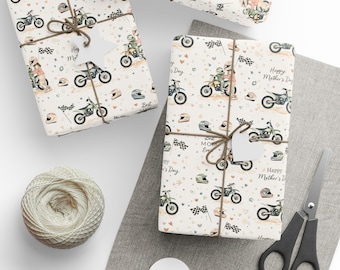 Motocross Mothers Day Wrapping Paper | Dirt Bike Mom Gift Wrap | Best Mom Ever Gift Wrap | Motor Mom Paper | Unique Mom Gift Wrap