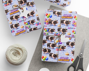 Show Pig Happy Birthday Wrapping Paper | Livestock Farm Animal Party Wrap