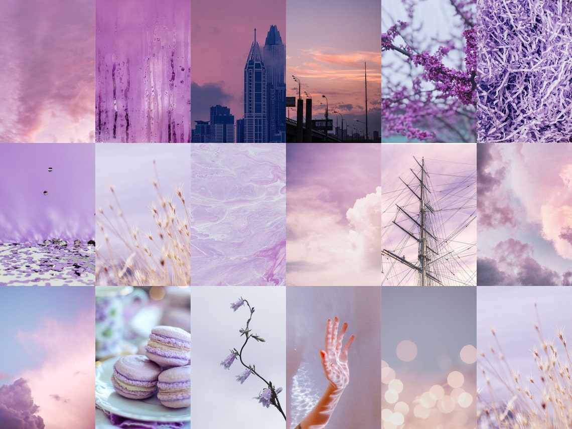 50 Pcs Blue Blush Aesthetic Collage Kit, Printable Wall Photo Kit
