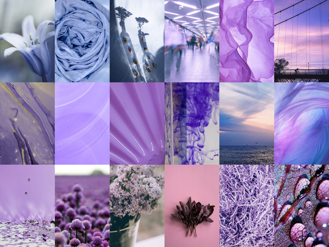 50 Pcs Blue Blush Aesthetic Collage Kit, Printable Wall Photo Kit