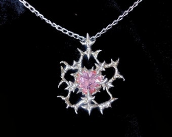 Star pink crystal princess charm necklace