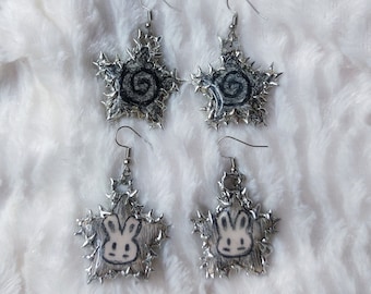 Pendientes de cerámica con soldadura de metal y estrellas puntiagudas Y2k
