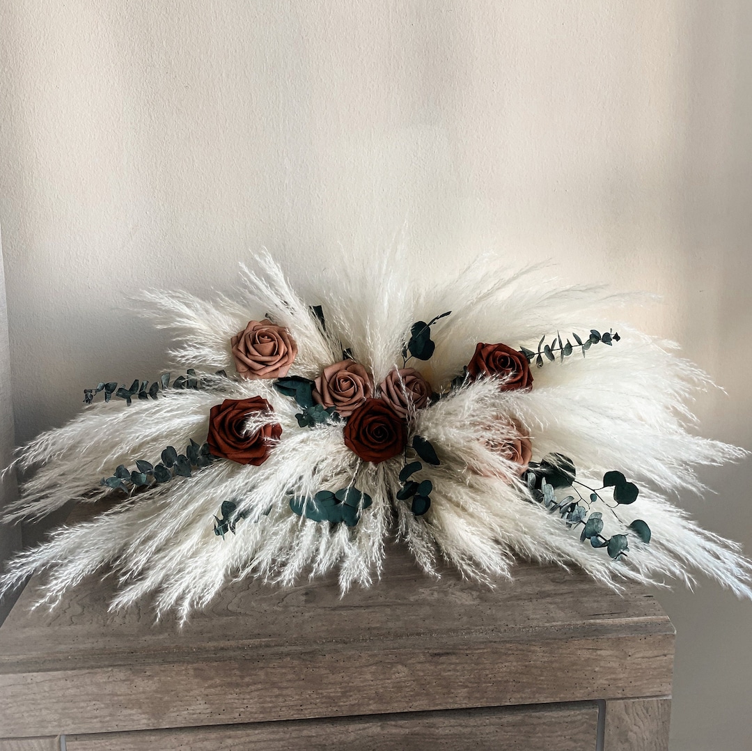 Eucalyptus Pampas Grass Centerpiece Mantle Flower Etsy