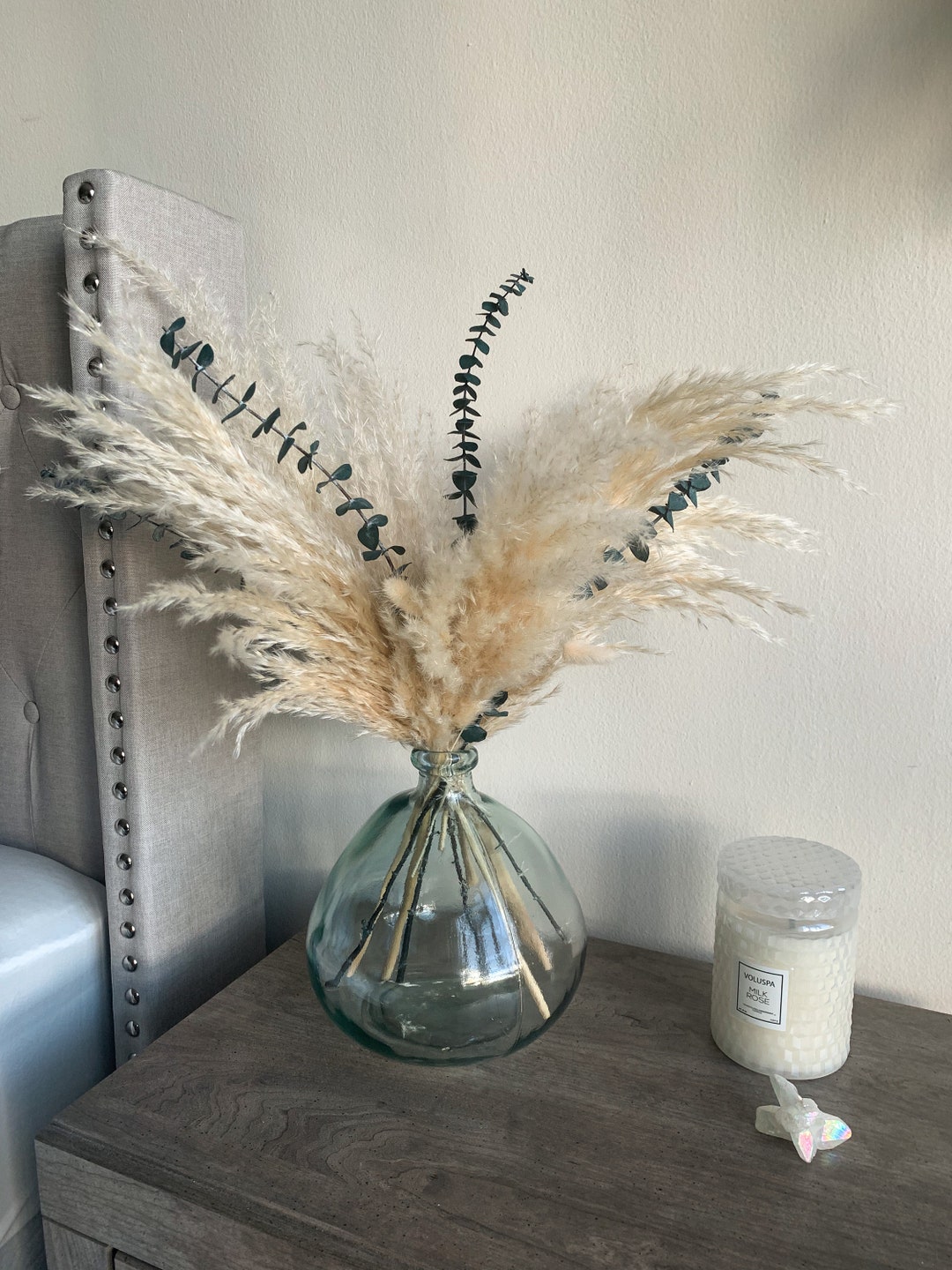 Pampas Grass Eucalyptus Arrangement, Dried Floral Vase Arrangement ...