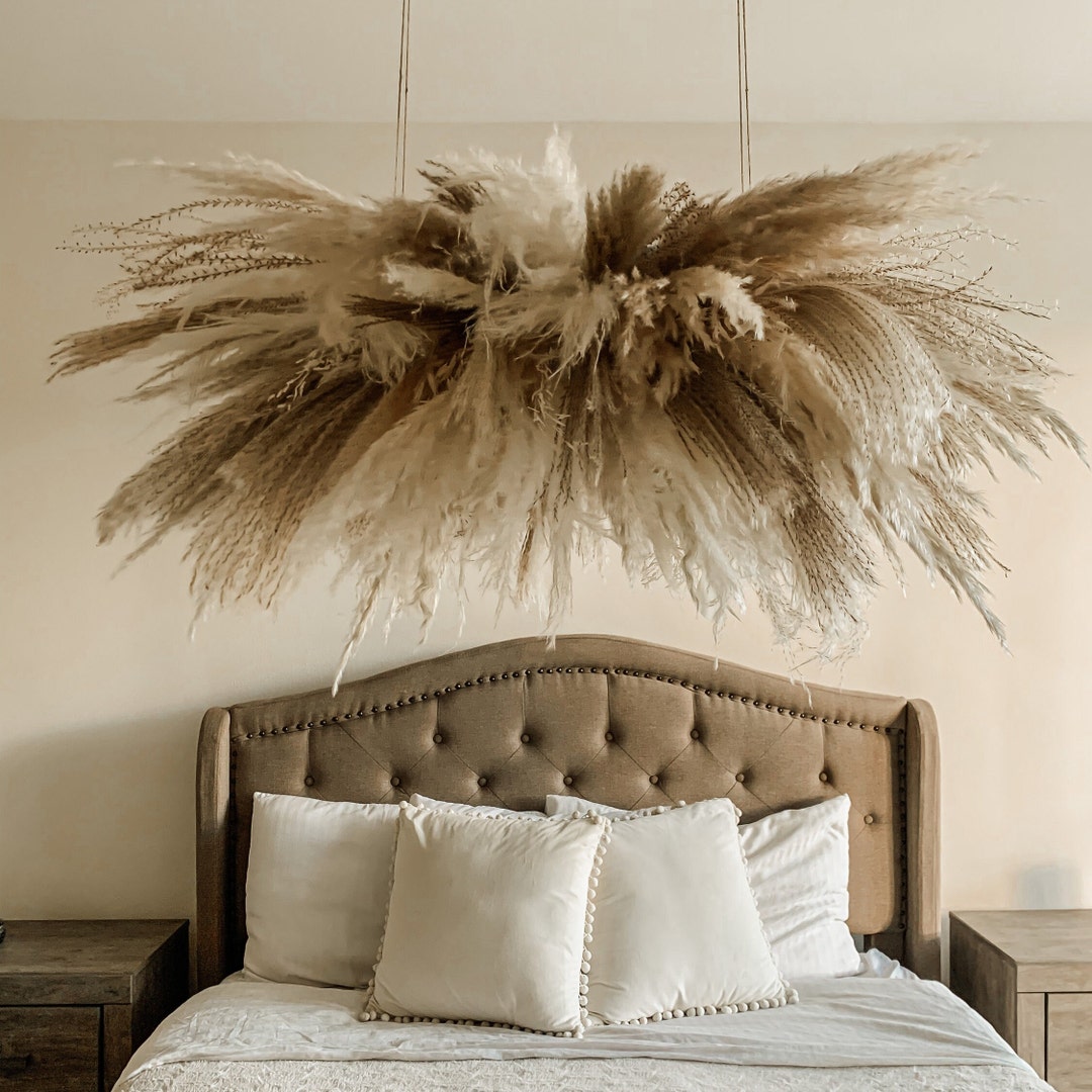 Hanging Pampas Grass Arrangement Salon Decor Pampas Grass Chandelier Wedding Pampas Arch