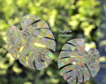 Suncatcher Sticker Monstera Blatt | Sonnenfänger für einen schönen Regenbogen | Fenster Aufkleber | Fensterdeko