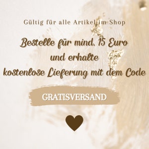 Puede incluir: Un gr&aacute;fico de coraz&oacute;n marr&oacute;n sobre un fondo blanco con el texto "G&uuml;ltig f&uuml;r alle Artikel im Shop Bestelle f&uuml;r mind. 15 Euro und erhalte kostenlose Lieferung mit dem Code GRATISVERSAND"