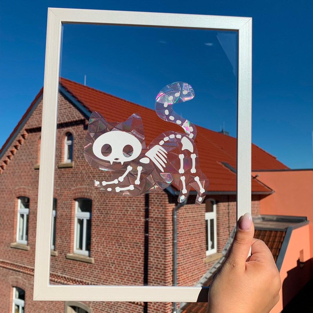 Schwarze Katze Buntglas Sonnenfänger – Wetterfestes Handwerk Für Fenster, Garten & Hausdeko