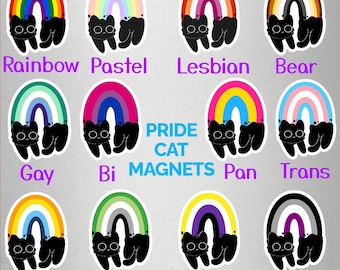 PRIDE LGBTQ+ rainbow cats flat magnets
