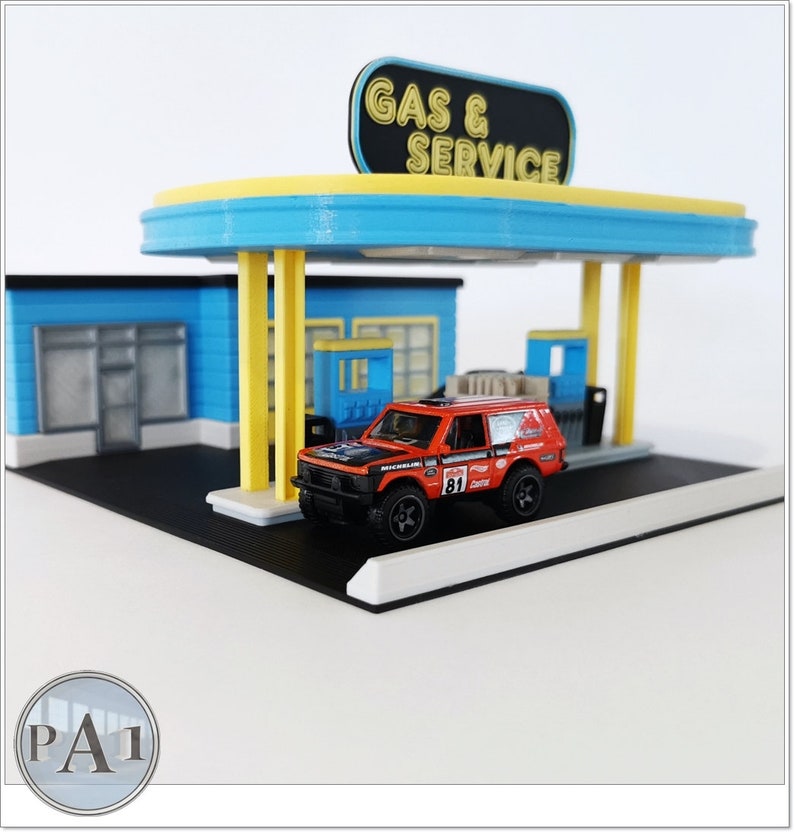 Hot Wheels Gas Station Gas Station Diorama Model Hot Wheel Etsy