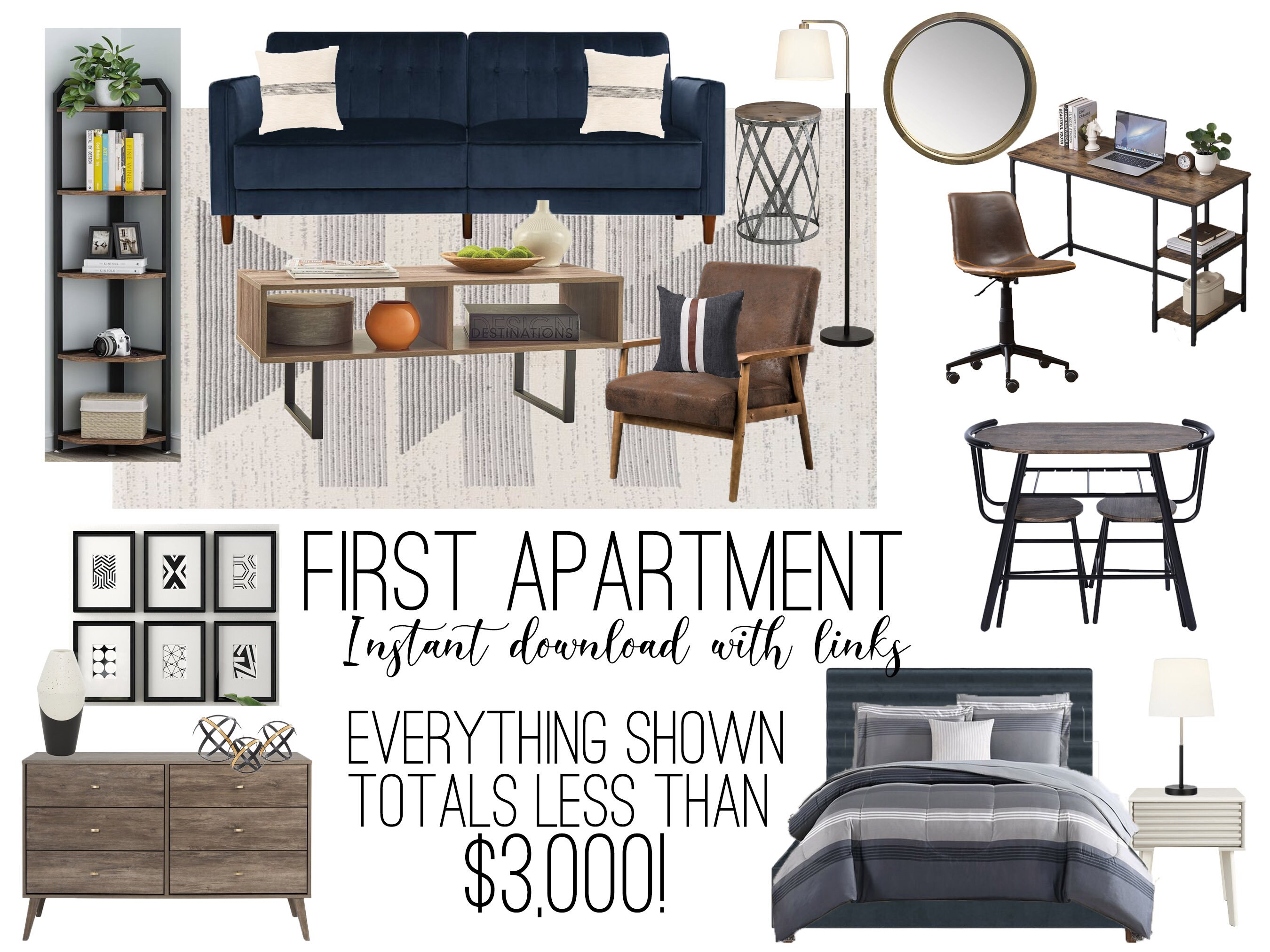 Virtual Interior Design Mood Board Full Apartment Instant Download With