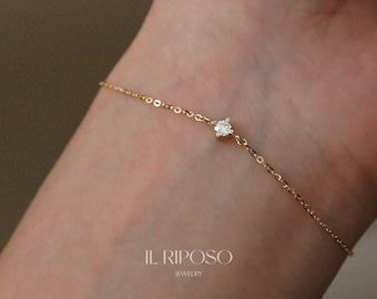14K Gold Plated S925 Silver & Zircon Bracelet, Classic and Thin Design for Women (BR001)