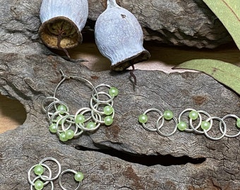 Set of 20 stitch markers lime green beads