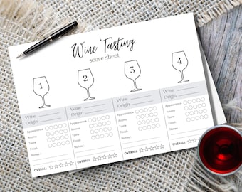 Wine Tasting Score Card| Printable Wine Tasting Party Sheet| Wine Tasting Flight Mat| Blind Wine Tasting Score Sheet| Host a wine party