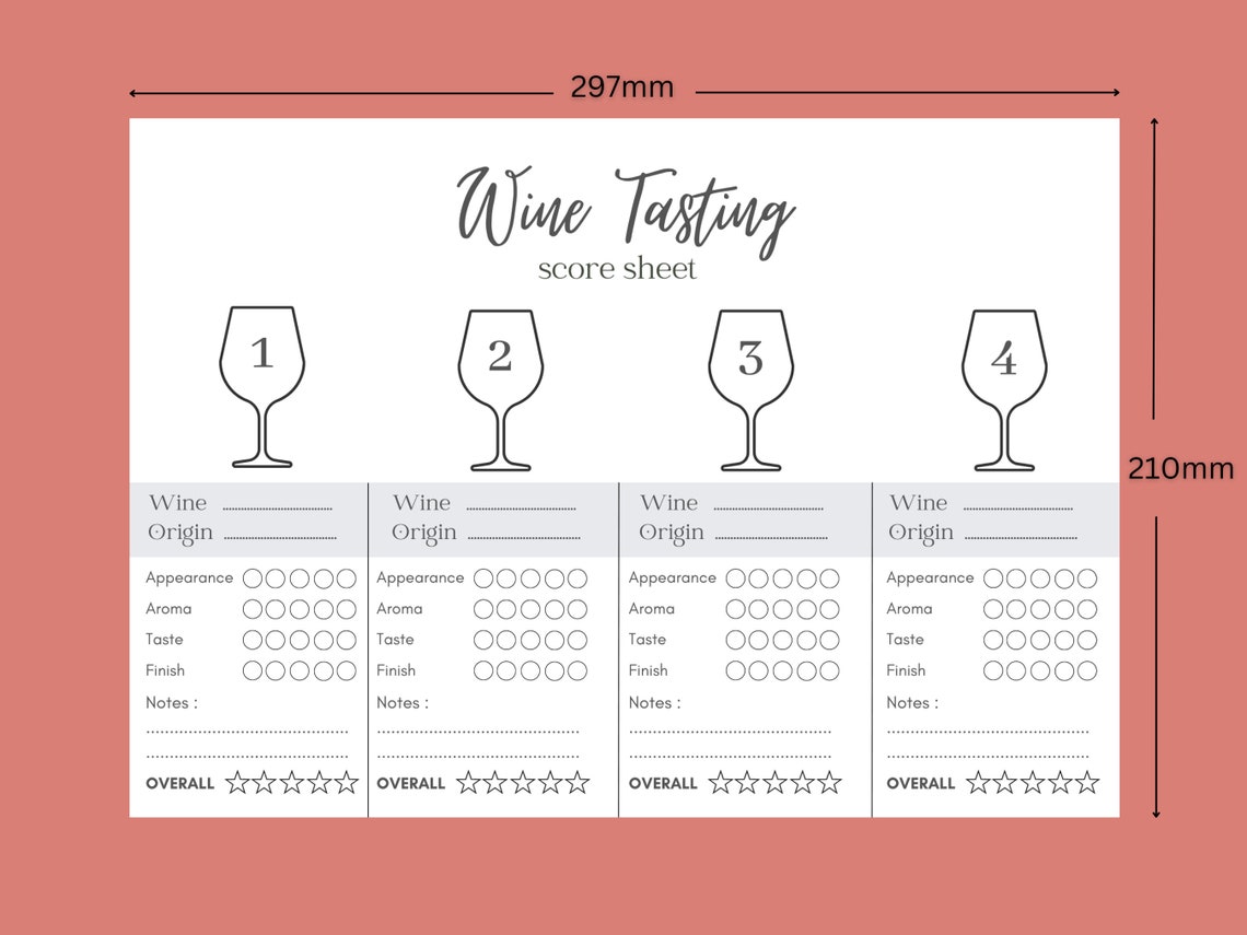 Wine Tasting Score Card Printable Wine Tasting Party Sheet Wine 