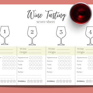 Wine Tasting Score Card| Printable Wine Tasting Party Sheet| Wine ...