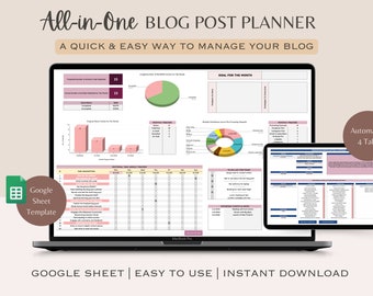 All in One Blog Post Planner|Blog Content Tracker|Blog Article Planner Schedule|Digital Planner|Blogger Toolkit|Editorial Calendar Dashboard