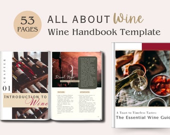 Wine Handbook Template|All About Wine| Wine Guide Worksheet Template| Printable Wine Guide Kit|Wine Tasting Collection Wine Ebook Template