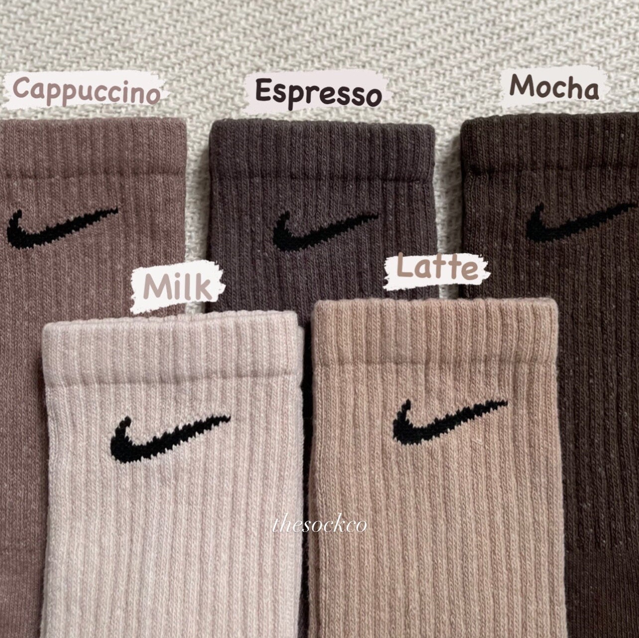 Nike Crew Socks New Balance Hand dyed Neutral Nude Browns Aesthetic
