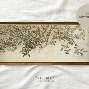 Old Apple Tree - Vintage Landscape Art - Bedroom Wall Decor - Shelf Styling - Art Above Bed - Panoramic Landscape Art - Digital Download