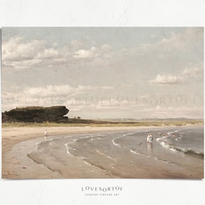 Rhode Island Beach - Peinture de paysage marin vintage - Décor de maison traditionnelle - Peinture nature - Ocean View Art - Impression d’art physique