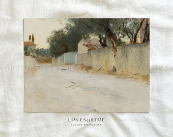 Mediterranes Dorf - Vintage Landschaftskunst - Wanddekoration - Mediterrane Landschaft - Neutrales Zuhause - Physischer Kunstdruck