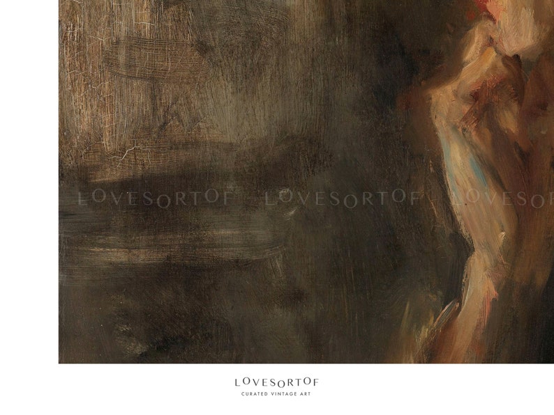 Contemplation - Vintage Art Print - Portrait Painting - Gallery Wall Art - Living Room Decor - Physical Wall Art image 3