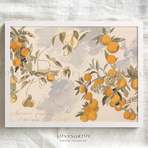 Orange and Lemon Tree - Vintage Art Print - Gallery Wall Art - Fruit Watercolor Poster - Home Interior Decor - Physical Art Print