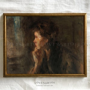 Contemplation - Vintage Art Print - Portrait Painting - Gallery Wall Art - Living Room Decor - Physical Wall Art image 1