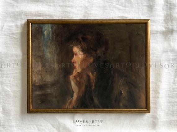 Contemplation - Vintage Art Print - Portrait Painting - Gallery Wall Art - Living Room Decor - Physical Wall Art