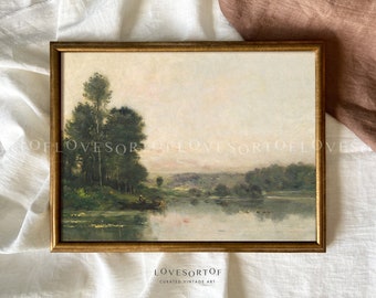PRINTABLE Trees Landscape Painting Trees on a Hillside Landscape Art Antique Decor INSTANT DOWNLOAD #54 Vintage Art