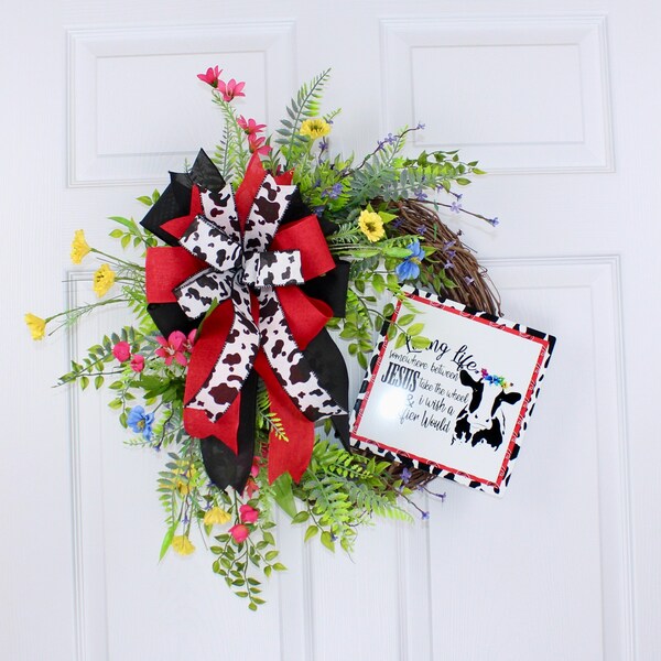 Everyday Wreath, Cow, Farmhouse, Country, Decor, Grapevine