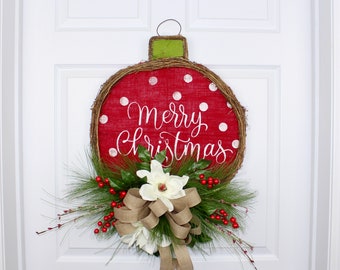 Christmas wreath for front door, winter wreath, snowman hat wreath, holiday wreath