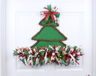 Christmas Tree Wreath, Christmas Wreath, Christmas Decor, Holiday Wreath, Holiday Decor, one of a kind wreath