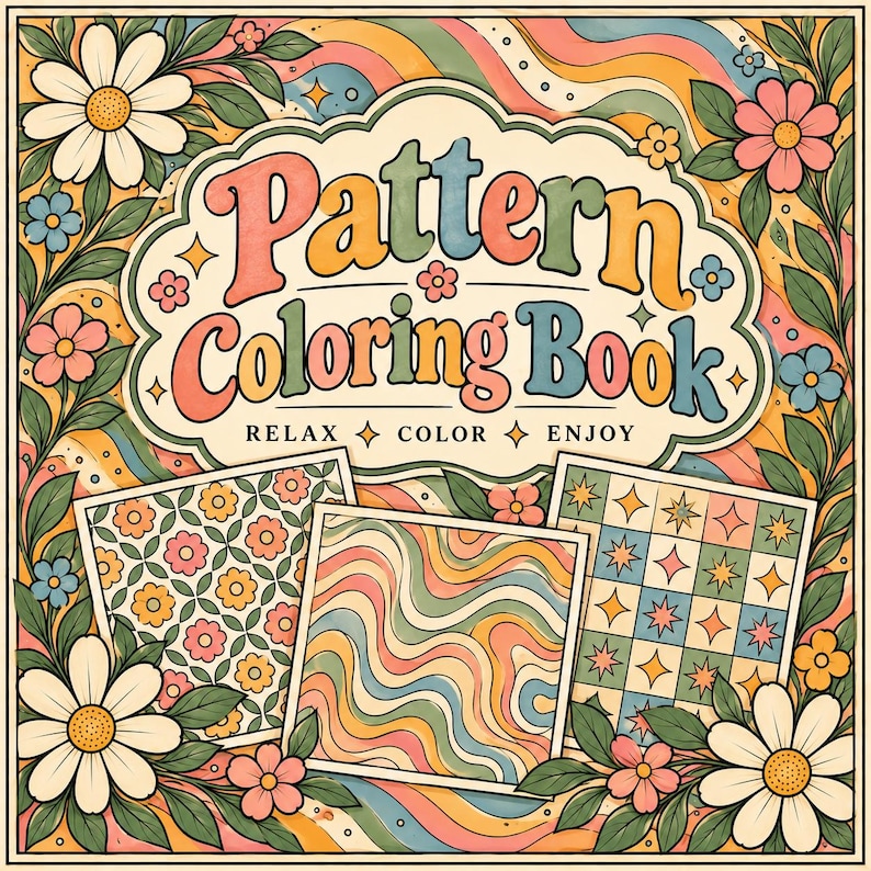 Pattern Coloring Book, 30 Coloring Pages, Geometric & Floral Patterns ...