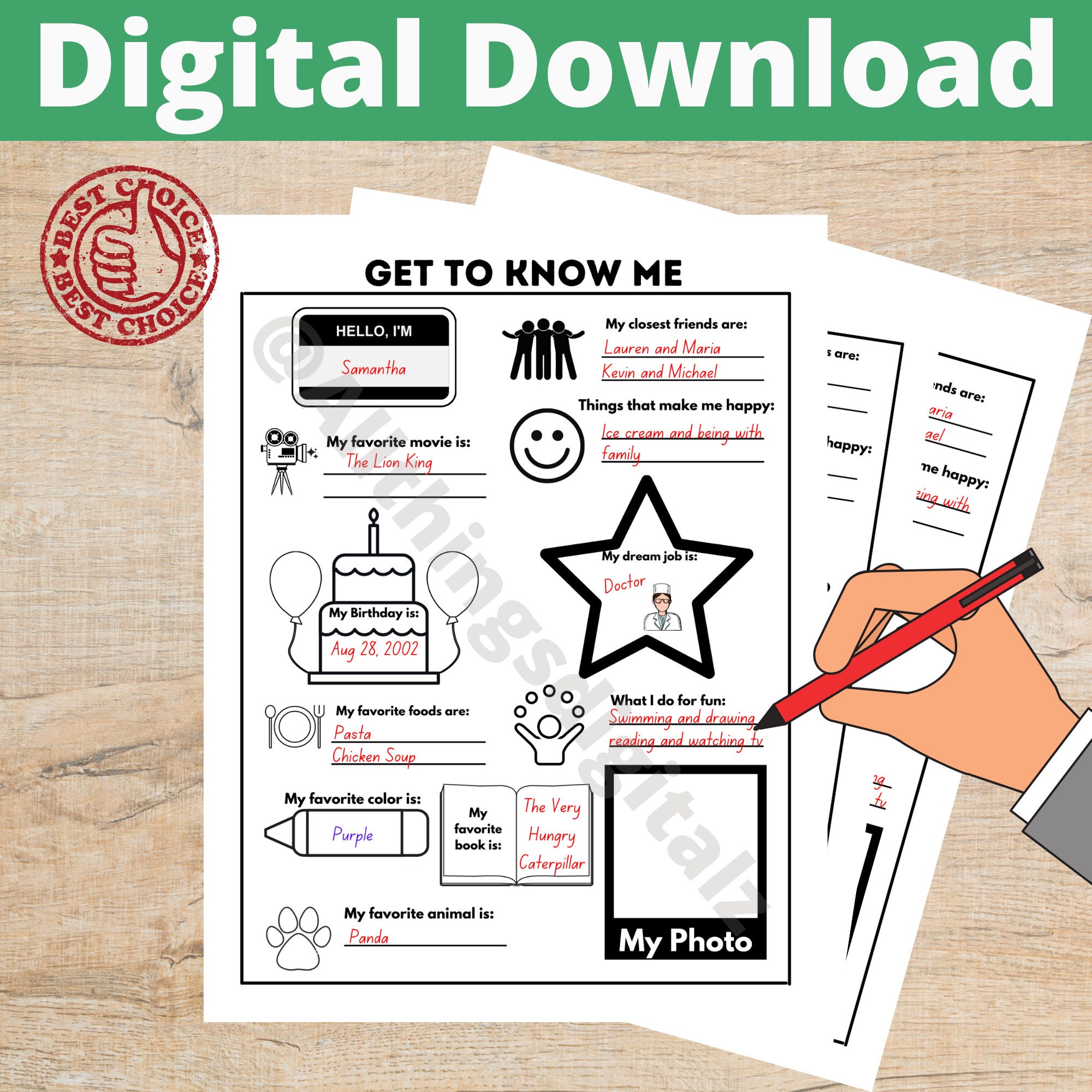 Get to Know Me Worksheet Ice Breaker Worksheet Elementary Etsy