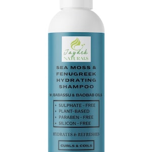 8oz Sea Moss and Fenugreek Hydrating Shampoo – Natural Hair Cleanser, Moisturizing Shampoo for Curly, Dry & Textured Hair