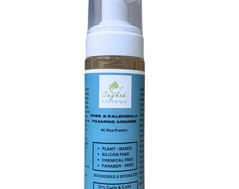 Rose & Calendula Foaming Hair Mousse, Natural Hair Styling Foam, Volumizing, Hydrating, and Nourishing, Sulfate-Free, Lightweight,Non-Greasy