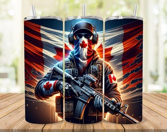 Canadian Patriot 20oz Tumbler Sublimation Wrap – Instant Digital Download