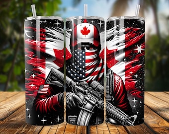 Canadian American Patriot 20oz Tumbler Sublimation Wrap – Instant Digital Download