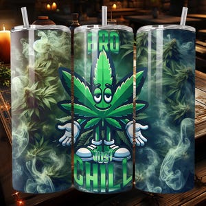 Funny Pot Leaf Character Tumbler Sublimation Design – Instant Digital Download