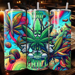 Funny Pot Leaf Character Tumbler Sublimation Design – Instant Digital Download