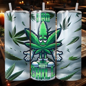 Funny Pot Leaf Character Tumbler Sublimation Design – Instant Digital Download