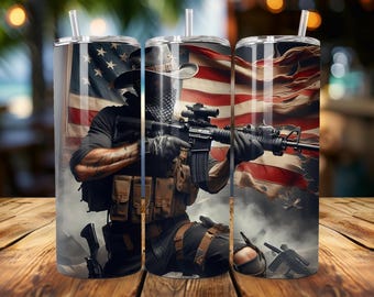 Hardcore American Patriot 20oz Tumbler Sublimation Wrap – Instant Digital Download