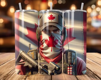 Canadian Patriot 20oz Tumbler Sublimation Wrap – Instant Digital Download