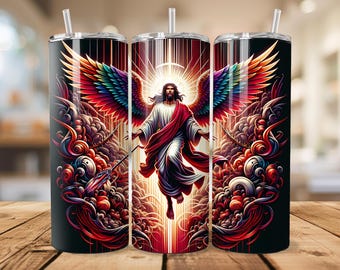 Jesus Christ Descending from Heaven 20oz Tumbler Sublimation Wrap – Instant Digital Download